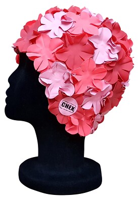 CHEX Anzio Damen 3D Blumen Petal 3 Farben Schwimmhut Hot Pink Pastell Pink Rot