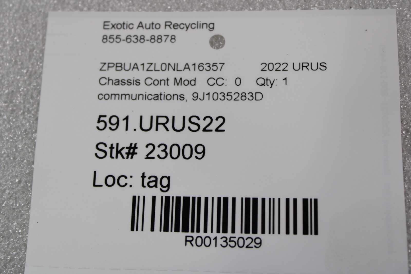 Lamborghini Urus, Communications Control Module, Used, P/N 9J1035283D