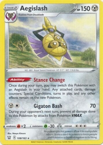 Aegislash Rare Pokemon TCG Card 108/163