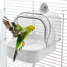 Tfwadmx Bird Cage Bath Tub Hanging Parrot Water Shower Food Feeder Small Birds