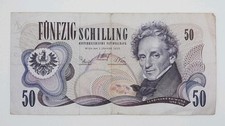 1970 Austria, Austrian National Bank - 50 Schilling Banknote Bill No. C 832338 I