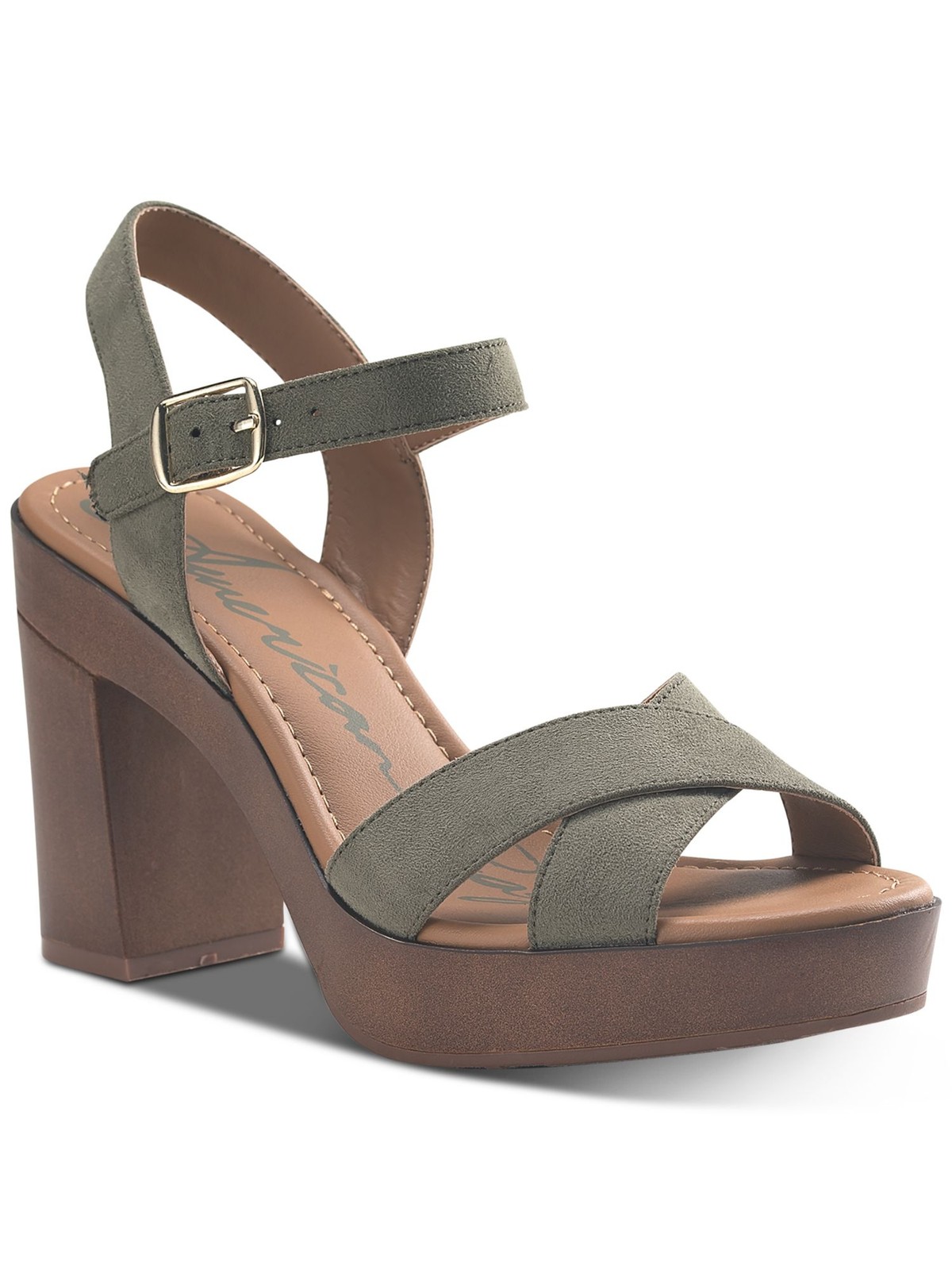 АМЕРИКАНСКАЯ тряпичная женская обувь зеленого цвета на платформе 1 Shana с круглым носком и блочным каблуком без шнуровки длиной 9,5 М