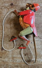 Climbing Monkey Toy MS 218 Pressed Tin Litho Mechanical Maker TX Creepy Weird