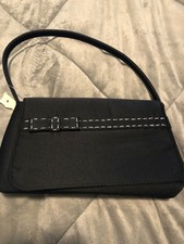 NWT Vintage Black Satin Evening Handbag withInside Zipper Detailed Trim