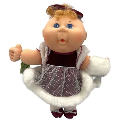 Cabbage Patch Kids Holiday Doll Strawberry Blonde Velvet Dress Faux Fur Muff