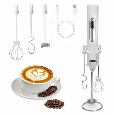 Milk Frother Handheld with stand,Rechargeable Coffee Frother Wand with 3 Deta...