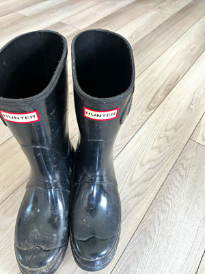Hunter Original Short Gloss Rain Boots Black Women s Size 9 UK 7 Buckle