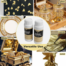 Gold Leaf Gilding Adhesive Kit, Gold Leaf Sheets 100 pcs, 3.53oz Water Based ...
