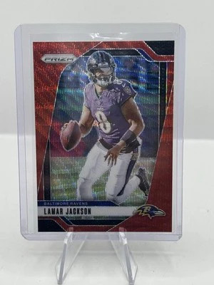 Lamar Jackson Red Wave Prizm 139/149 2024 Panini Prizm #19 Baltimore Ravens
