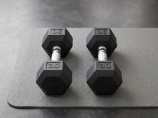 2 X 30lb Pound Dumbbell Pair Rubber Hex Weights Set 60 lbs Total Workout Gym NEW