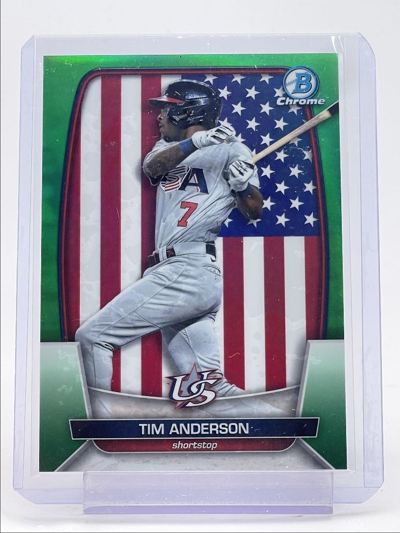 TIM ANDERSON 2023 BOWMAN CHROME WBC GREEN REFRACTOR USA /99 Q4357
