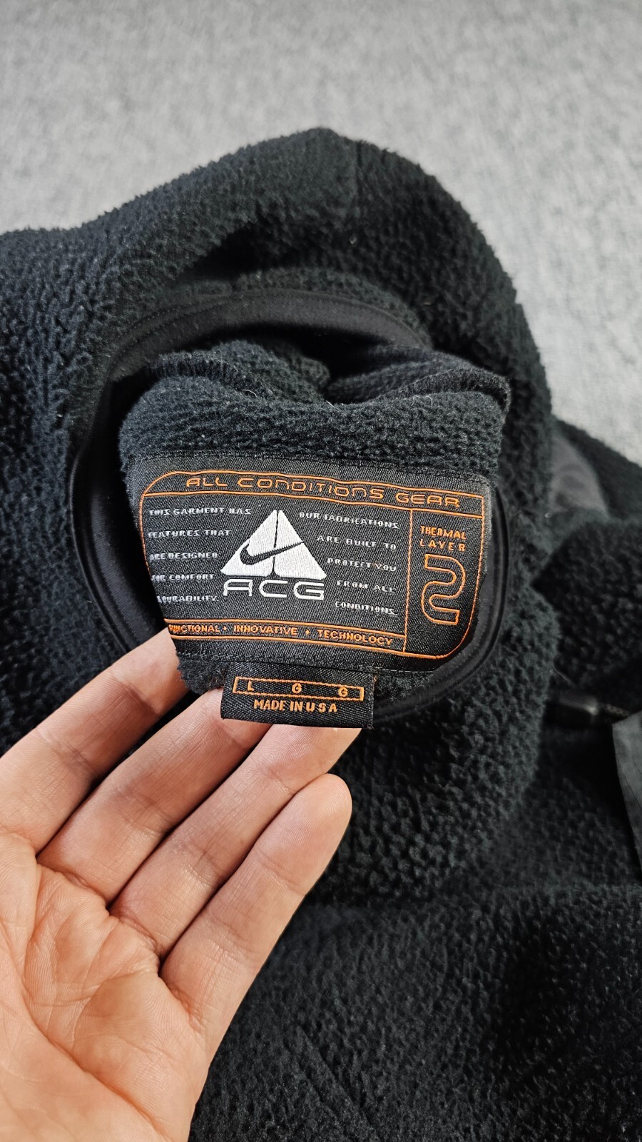 SACAI X NIKE Nike ACG Ninja Fleece Balaclava Felpa con Cappuccio Uomo L Nero Vintage USA Giacca Sherpa