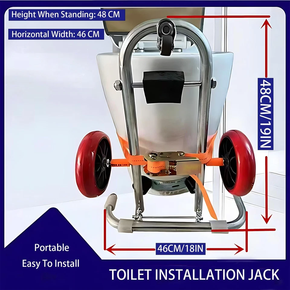 Elevador de carrinho de instalação de vaso sanitário, macaco de vaso sanitário de encanador, ferramenta de reparo e movimento, E... - Imagem 2 de 4