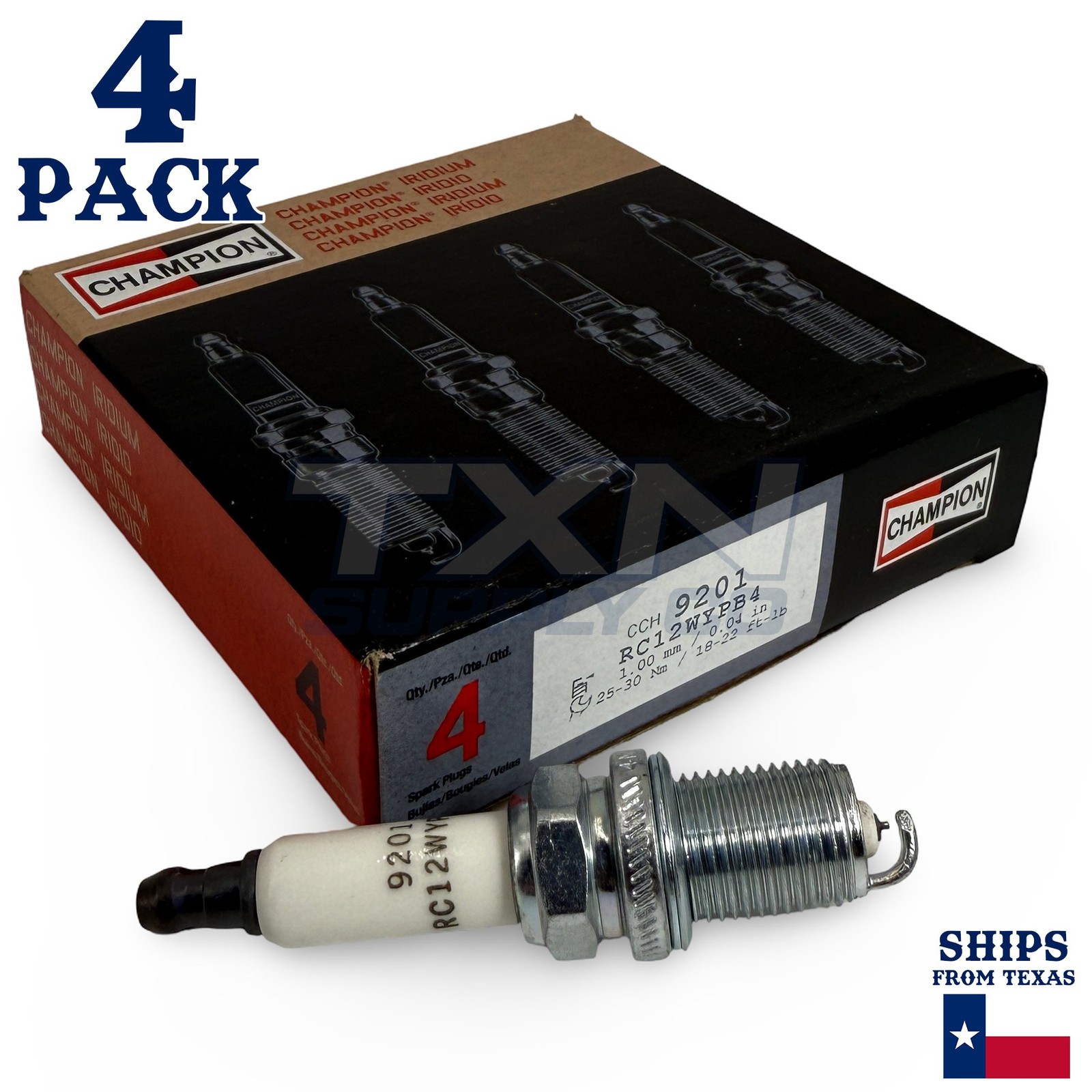 Champion 9201 Iridium Spark Plugs RC12WYPB4 - 4 Pack