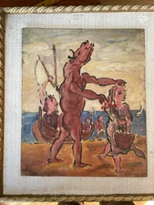 surrealism, 1950s/'60s Minotaur on heavy cardboard, naive frame unsigned