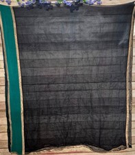 Ethnic Shawl 36" X 90" Black Gold  Green Sheer Pakistani Indian Duppata Saree