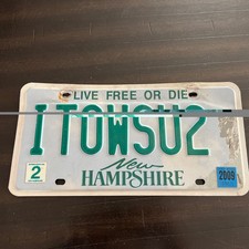 NEW HAMPSHIRE AUTO  Vanity LICENSE PLATE " ITOWSU2" NH  LIVE FREE OR DIE