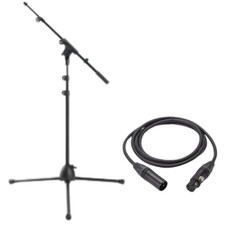 Travel Mic Stand Lightweight Collapsible  3ft Production-Grade XLR Cable Bundle