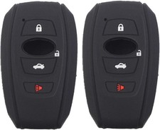 2Pcs Black Silicone 4 Buttons Smart Key Fob Skin Cover Case Color: 2pcs black