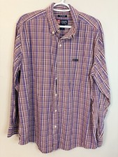 Men's Button Down Collar Shirt Size Large Chaps Wrinkle Free Cotton Long Sleeve