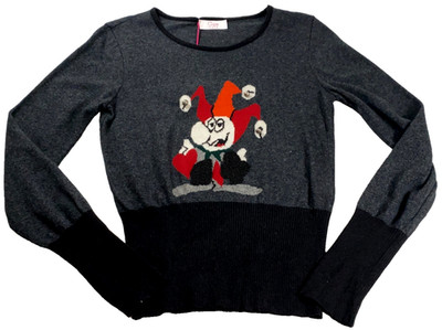 Clips More Womens Cashmere Angora Blend Sweater Sz L Gray Beaded Joker Italy NWT