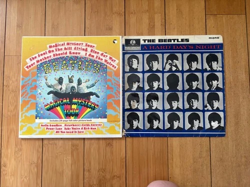 The Beatles 2 Vinyl Lot- 2 45's- 4 Classic Rock Vinyl Lot
