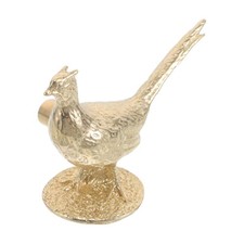  Antique Brass Bird Cabinet Knobs - Long Tailed Pheasant Drawer Pulls - Single