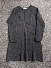 Zara Knit Dress Size M Black Silver Metallic Tweed Long Sleeve Mini Sweater