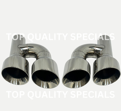 QUAD 4'' Offset Outlet Tips 2.25'' Inlet Double Wall Muffler Exhaust Tip PAIR