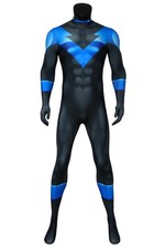 Batman Arkham City Nightwing Blue Cosplay Costume Teen Titans Bodysuit Mask