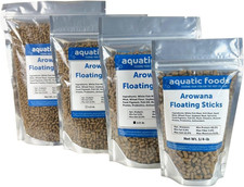 Arowana 3/16" X 3/8" 40 Protein Floating Sticks for Arowana, Oscars, Flower Hor