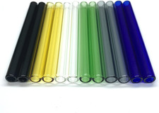 Glass Tubes 12 Piece, Reusable Glass Straws 4 Inch Long, OD 10 mm, Thickness 1.5