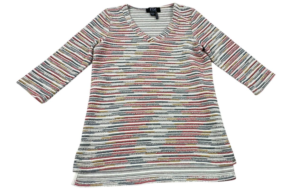 FDJ Multicolor Boho Retro Preppy Sporty Short Sleeve Top. Women's - Size S