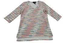 FDJ Multicolor Boho Retro Preppy Sporty Short Sleeve Top. Women's - Size S