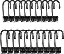 20pc Bungee Hooks & Cords - 1/4 & 3/8 Inch Wire Coated Black Bungee Cord Hooks f