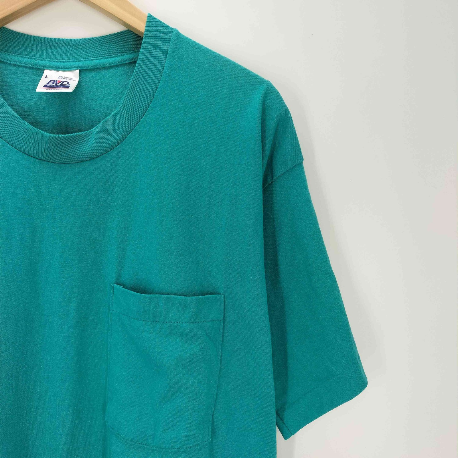 BVD 80s USA Made Men's S/S Pocket T-Shirt Basic Blank Crew Neck image 3