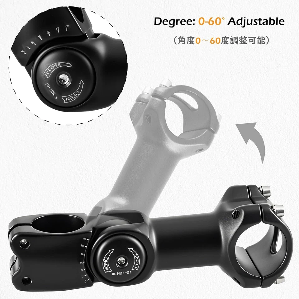 Attacco Manubrio Regolabile Bici Da Corsa 31,8 Mm 25,4 Mm Prolunga Manubrio MTB - Immagine 4 di 4