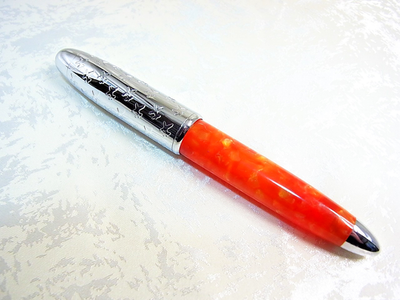 BREITLING Ballpoint Pen Orange Marble Silver with Box Mint | eBay