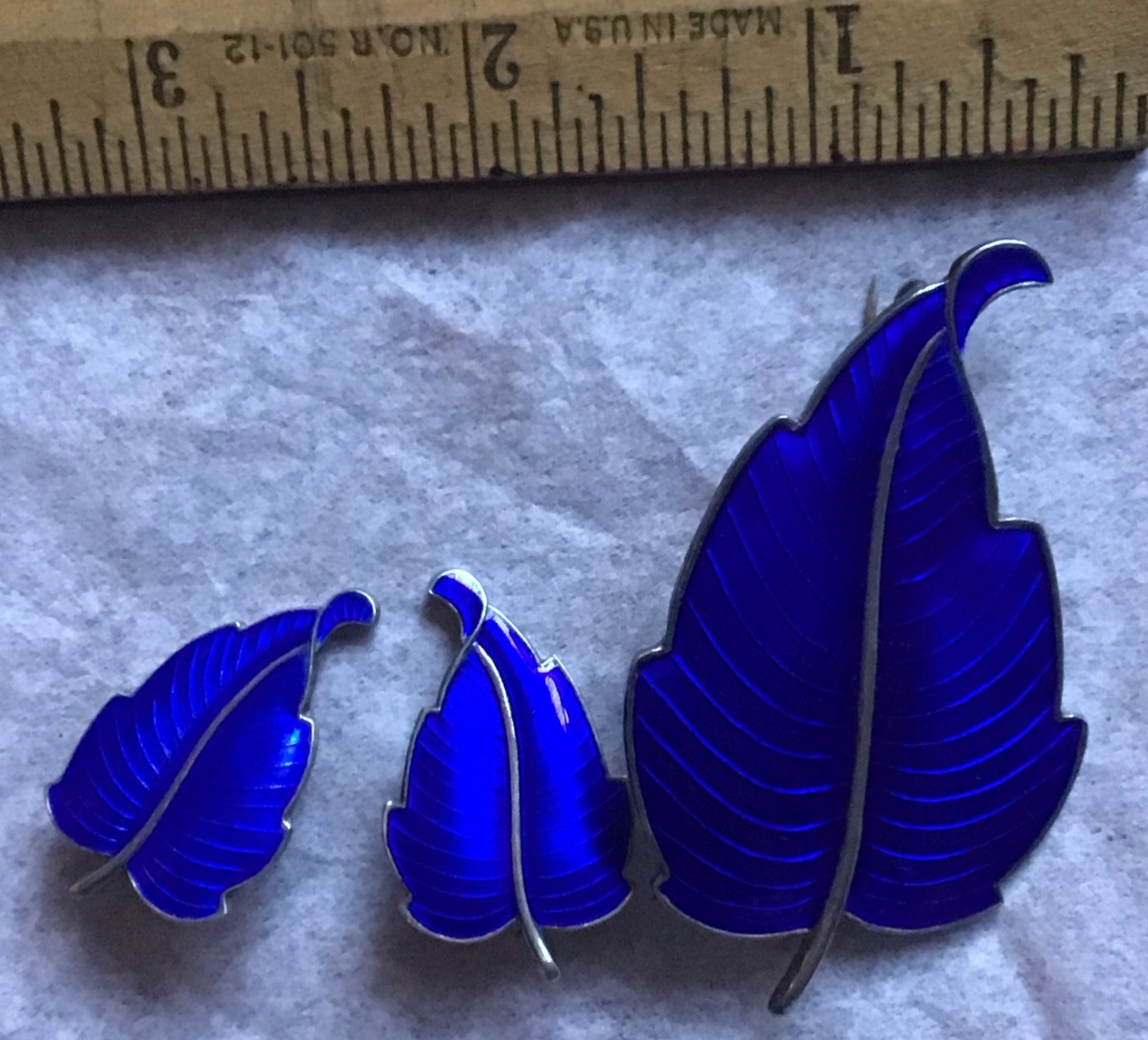 Signed VB Sterling Denmark Silver Blue Enamel Lea… - image 16