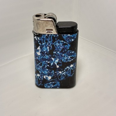 Collectible Djeep Pocket Lighter France Blue Diamond Jewelry Crystal Graphic