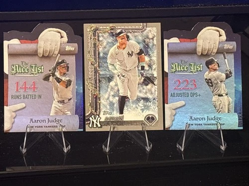 2025 TOPPS Holiday AL MVP Aaron Judge 3 Card Lot! Silver Glitter & 2 MNL Inserts