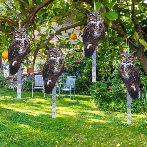 Bird Scarer, 4Pack Fake Owl Hanging to Keep Birds Away Mighty Hawks 4pcs - Bild 9 von 13
