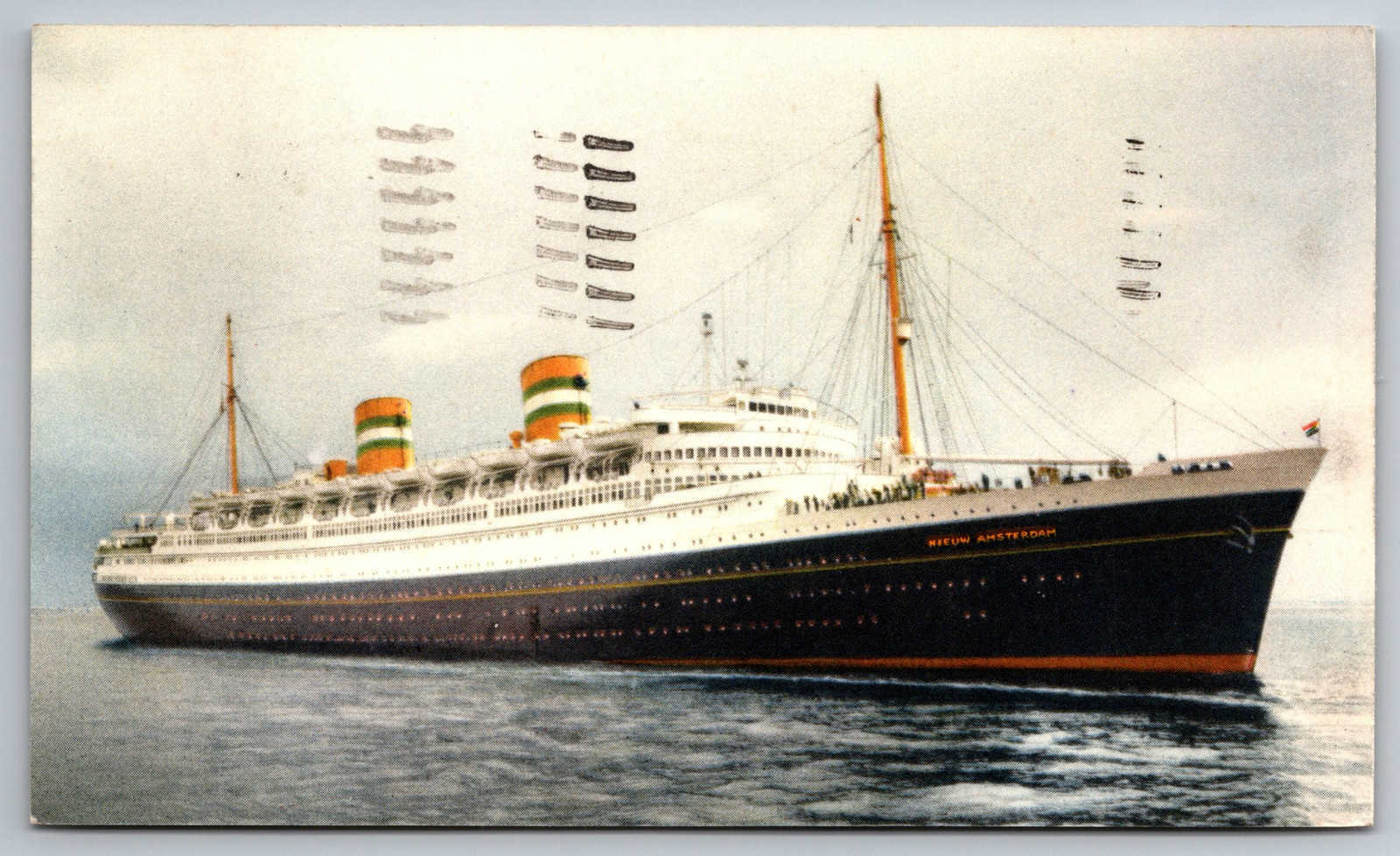 Vintage SS Nieuw Amsterdam Holland America Line Cruise Ship Postcard Z12