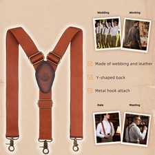 TOURBON Retro Men's Suspenders Y Back Y-Shaped Hooks Pants Braces Bestman Gift