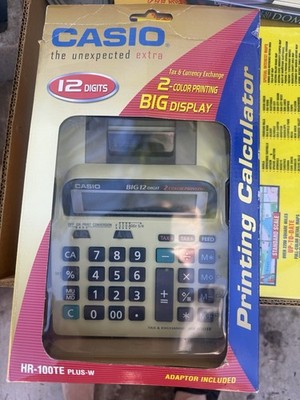 Casio HR-100TE Plus-W Printing Calculator 12-Digit 2-Color Big Display- Not Test
