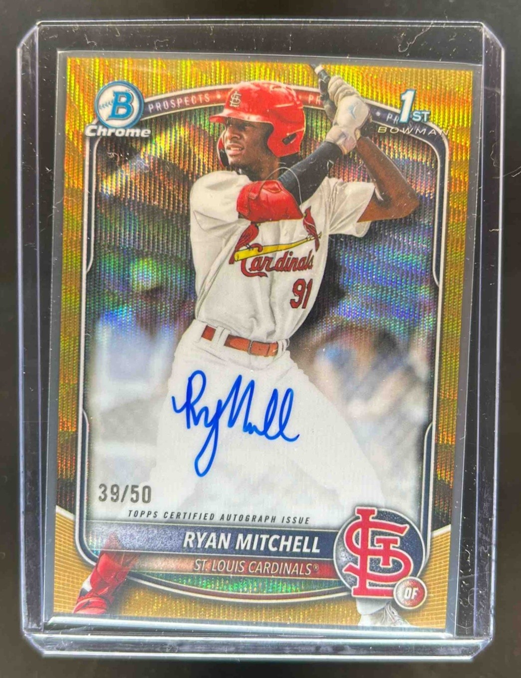 2025 Bowman Draft Ryan Mitchell Chrome Auto Gold Wave Refractor 1st #/50