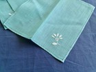 Set 12 Vintage Italian Hand Embroidered Turquoise Blue Linen Cocktail Napkins 7" — photo 2