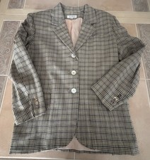 Ann Taylor Classic Houndstooth Blazer Pockets Lined Button Front Browns Tans 6