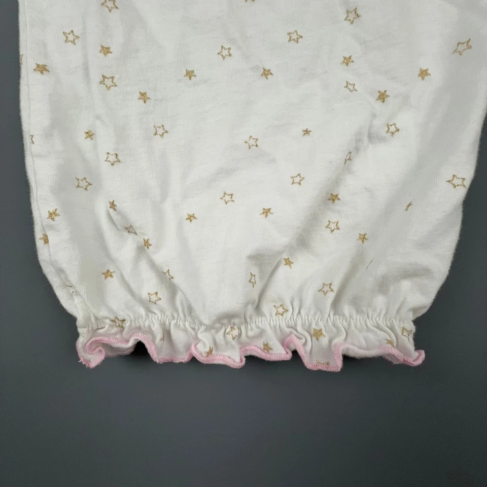 Mud Pie Baby Gown Girl 0-3M White Embroidery Rainbow Applique Star Print Cotton - Image 4 of 4