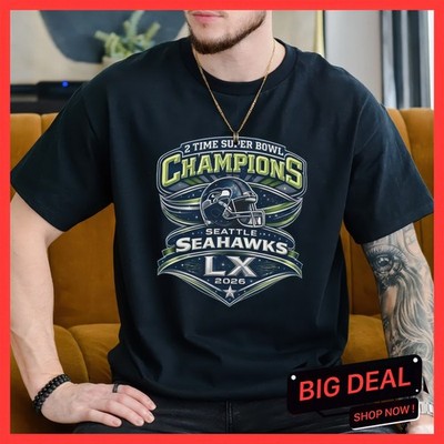 2026 Seattle Seahawks Super Bowl LX Football Graphic Fan T-Shirt Size S to 5XL